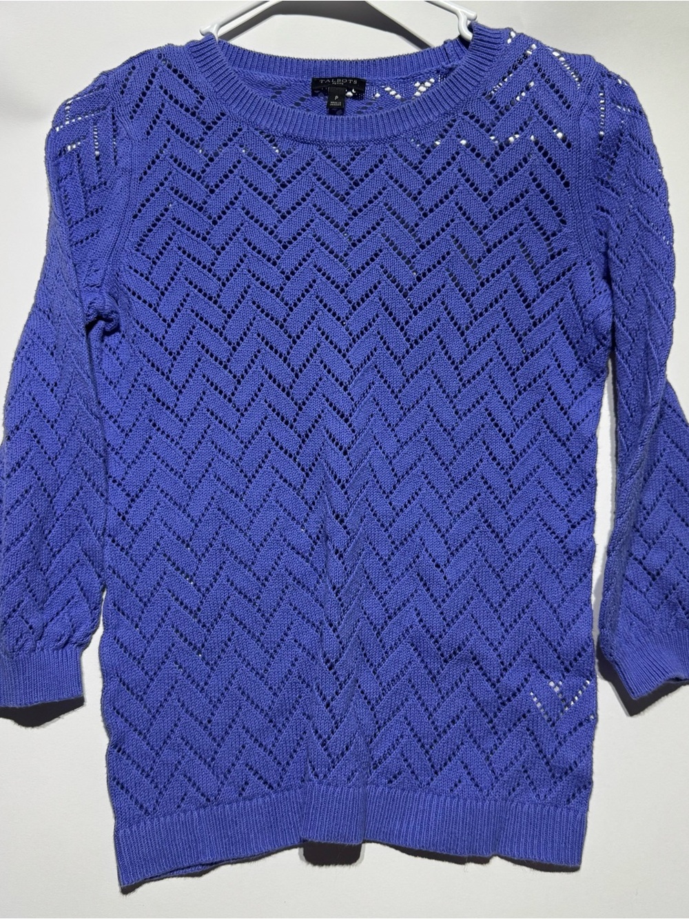 Talbots Petite Crochet Purple Sweater